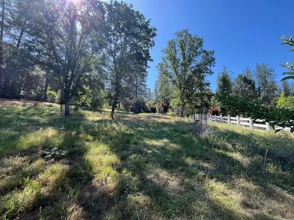 a view of a yard with swimming pool