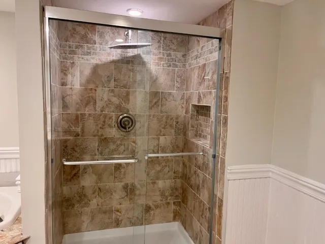 a bathroom with a shower