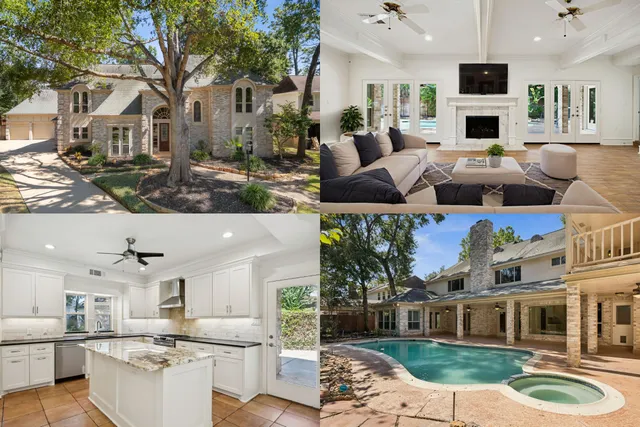a view of a patio with couches a flat tv screen and a fireplace with wooden floor