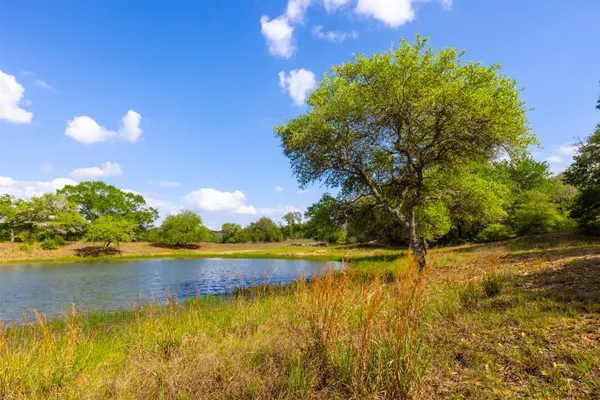 a view of a lake with a houses