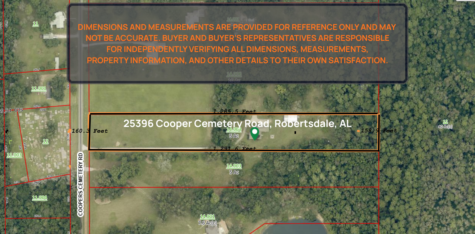 25396 Coopers Cemetery Road Robertsdale, AL 36567 - Photo 32 of 54 Property dimensions