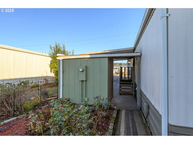 a backyard of a house with garden