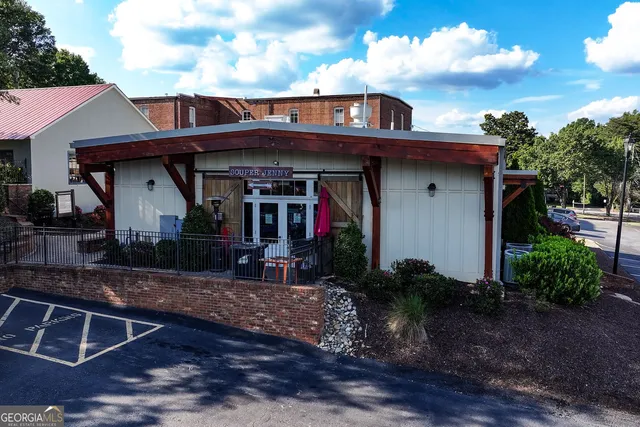 an outdoor space with patio