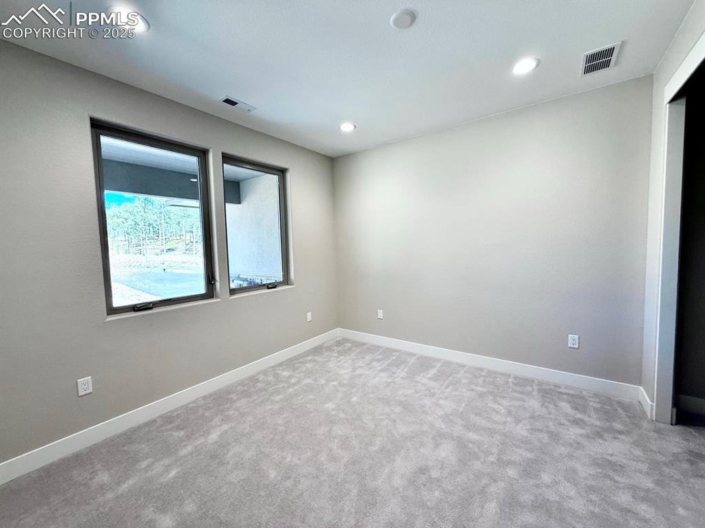 3135 Promise Point Colorado Springs, CO 80921 - Photo 8 of 33 Empty room featuring light colored carpet and recessed lighting