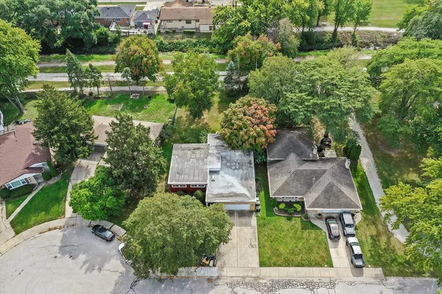 an aerial view of a house