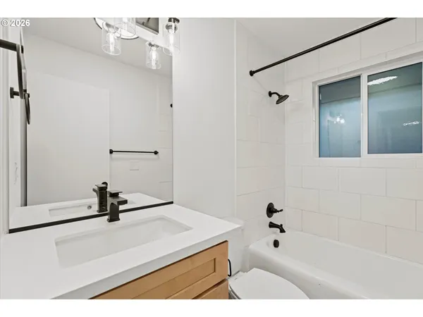 a bathroom with a bathtub