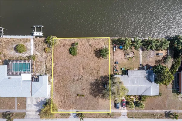 an aerial view of waterside residential houses
