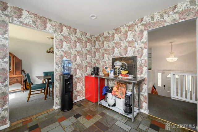 a view of water heater room with window