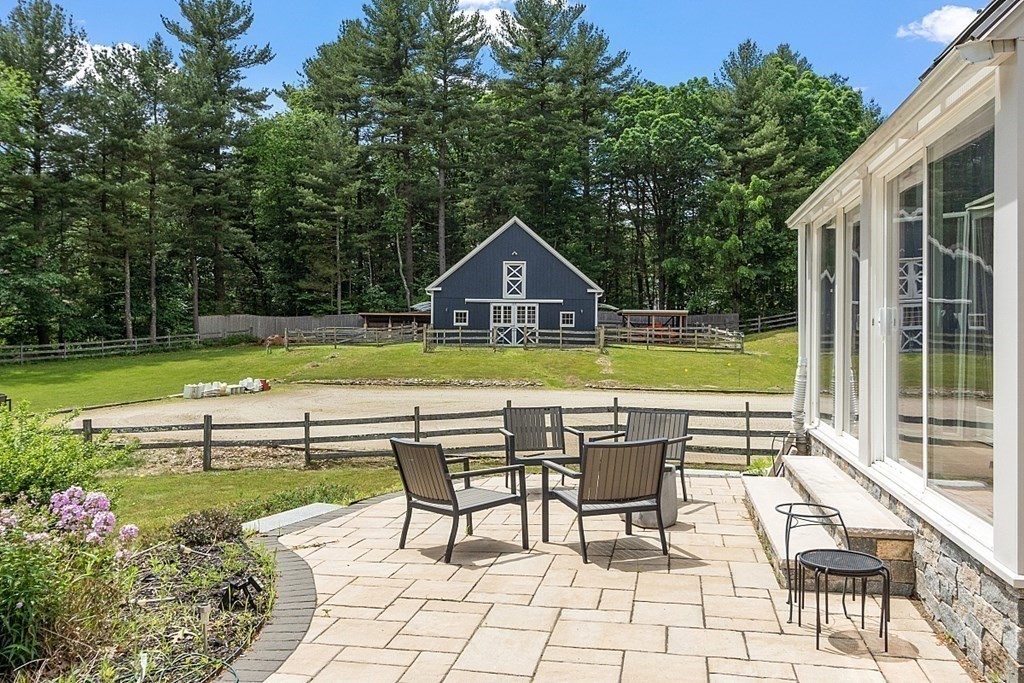 92 Sampson Road Bolton, MA 01740 - Photo 3 of 42 a view of swimming pool with outdoor seating and garden