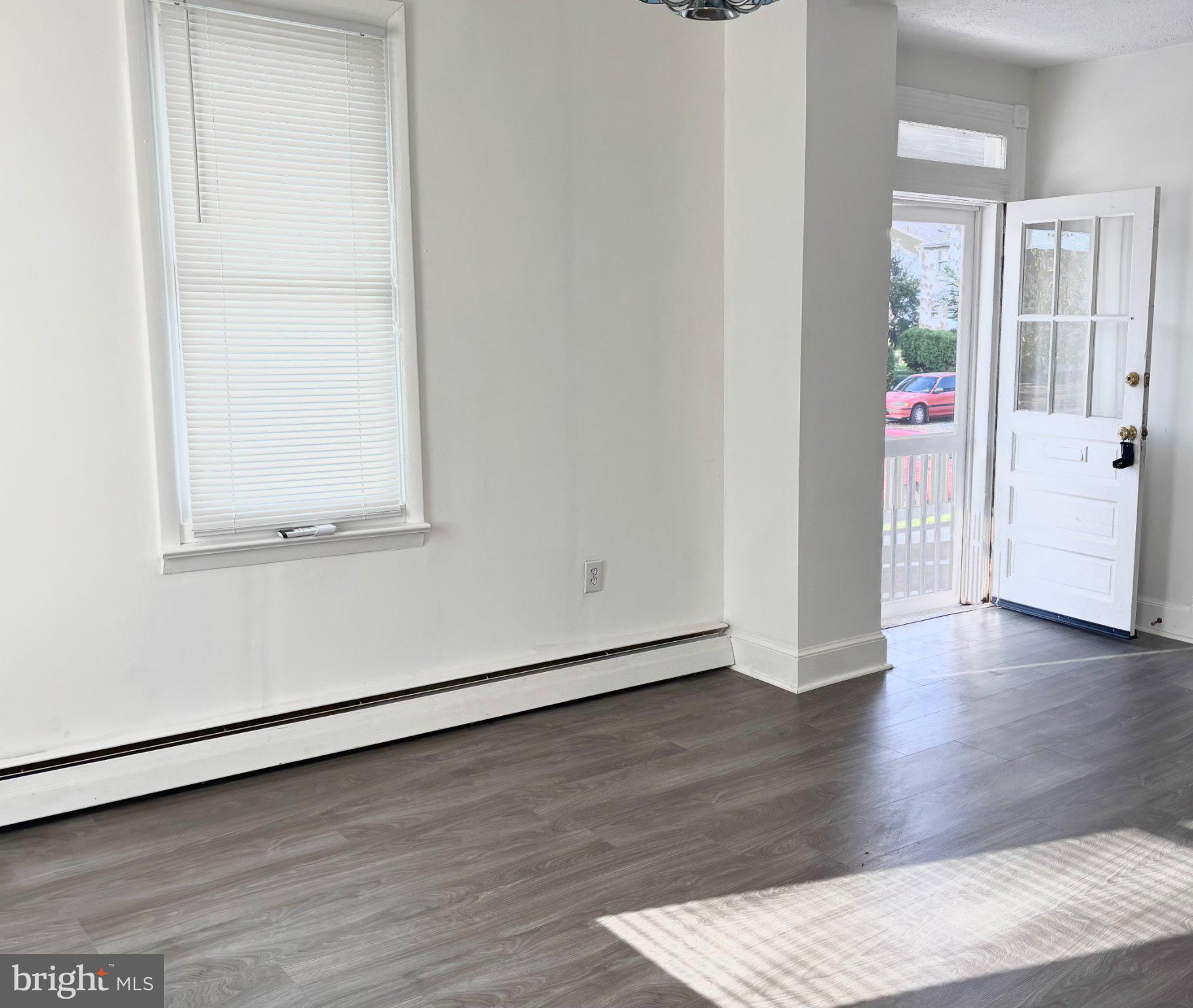 View to front door from living room