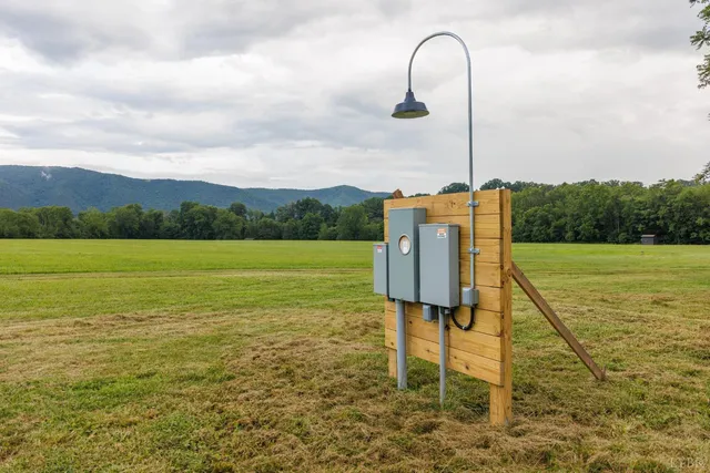 a room with trees in the background
