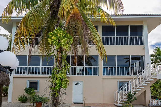 an outdoor view with patio