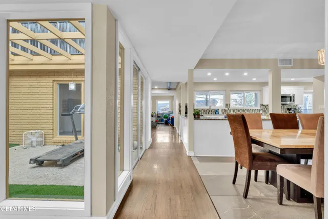 a view of a livingroom with furniture and a fireplace