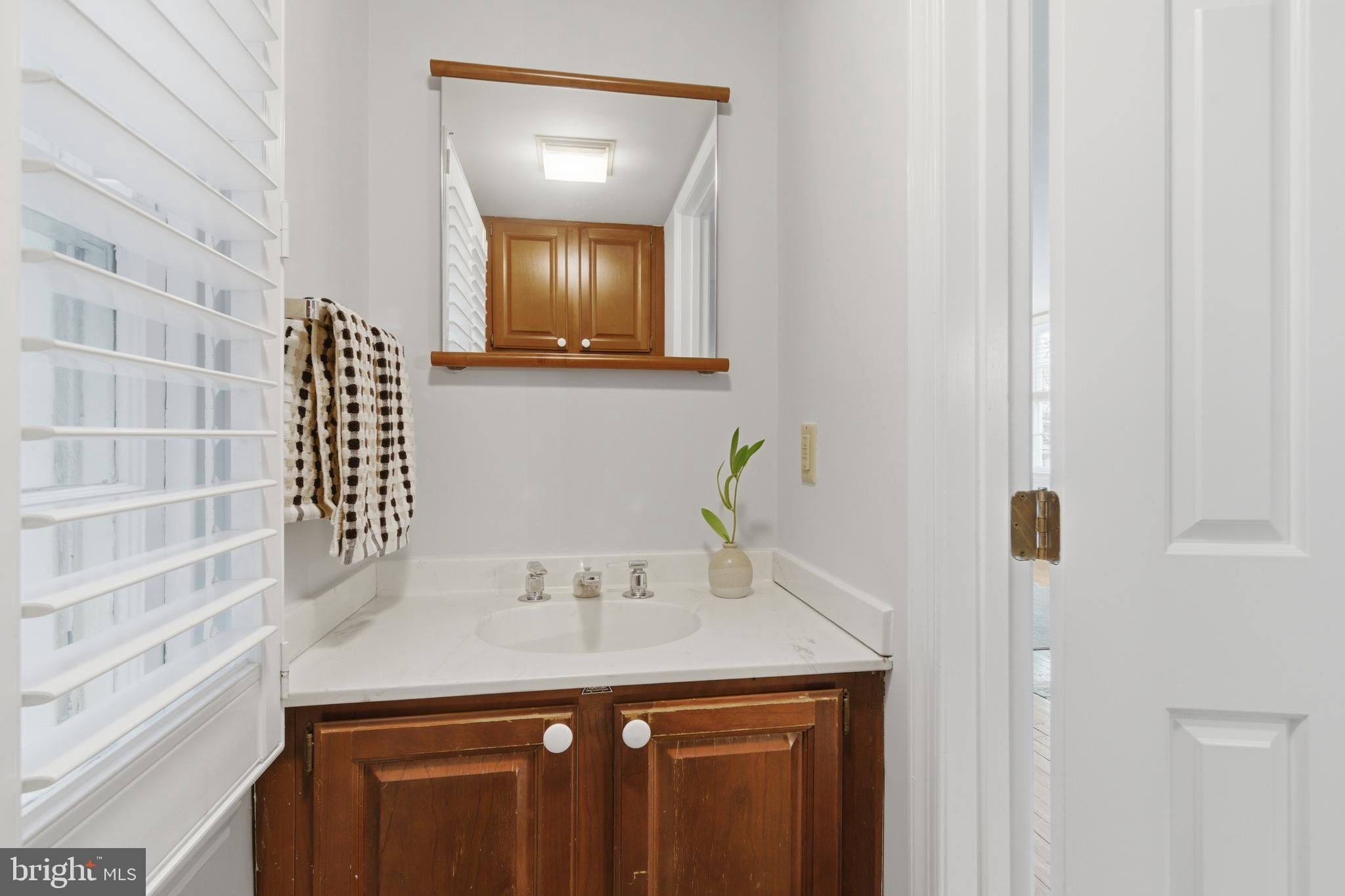 2719 Dumbarton Street Northwest Washington, DC 20007 - Photo 13 of 32 a bathroom with a sink and a mirror