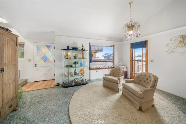 a view of a balcony with couches