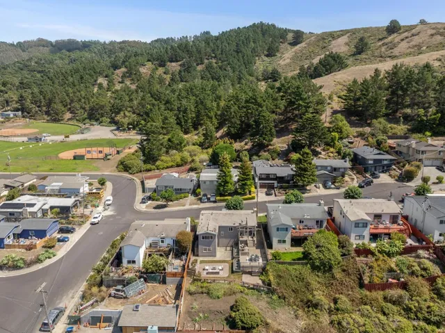 an aerial view of mountain with trees