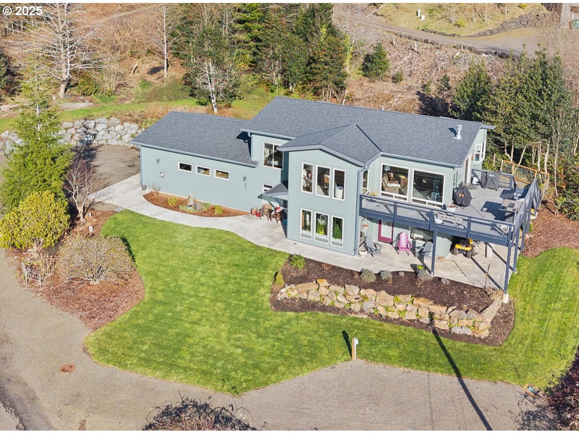 an aerial view of a house