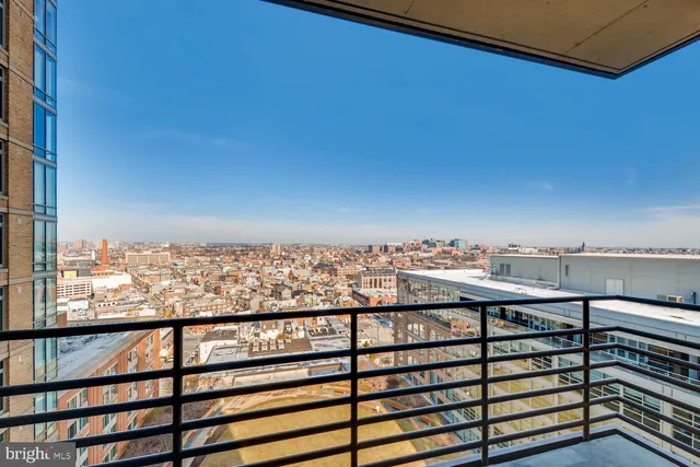 a view of a balcony with an outdoor space