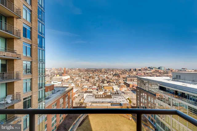 a view of a city from a balcony