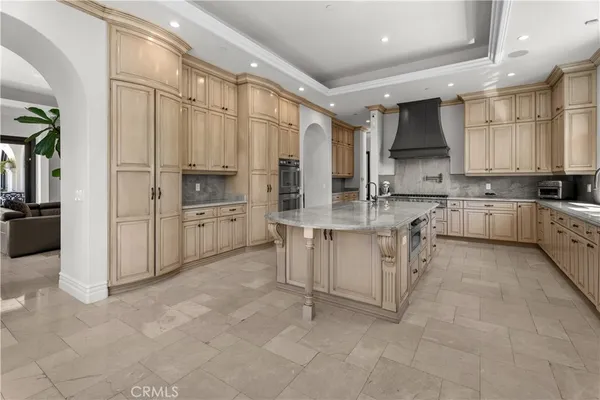 a large kitchen with cabinets
