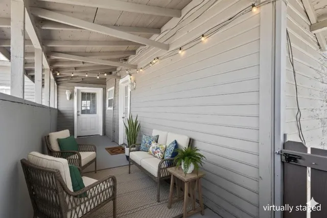 a outdoor living space with furniture