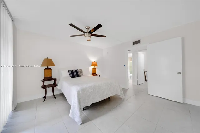 a bedroom with a bed and wall painting