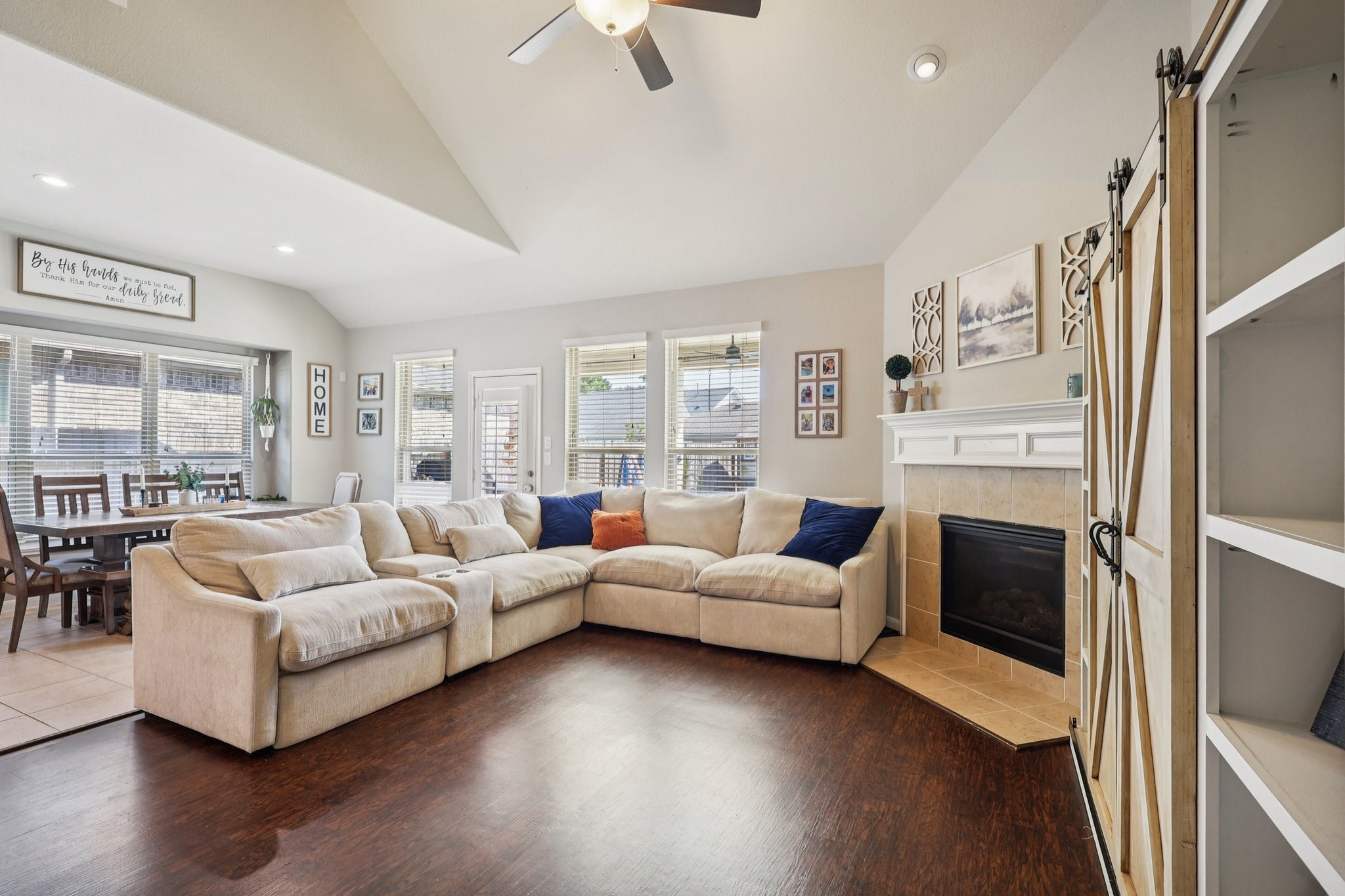 3663 Cottage Pines Lane Spring, TX 77386 - Photo 5 of 47 a living room with furniture and a fireplace