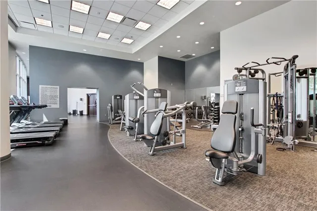 a view of a room with gym equipment