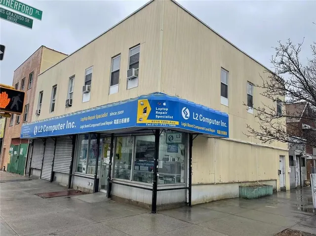 a view of a building with entryway