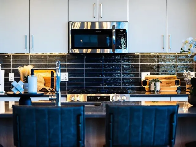 a view of a terrace with city view