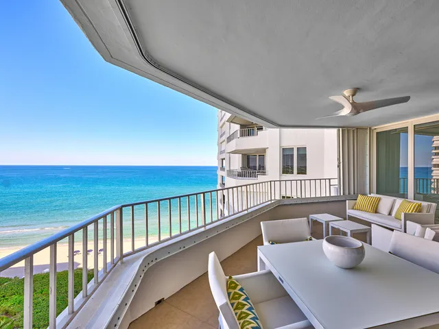 a view of balcony with an ocean view