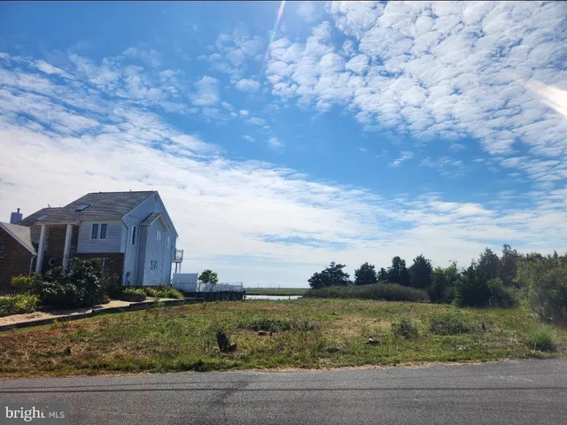 a view of a houses with yard and ocean view