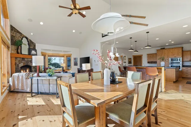 a view of a dining area with furniture