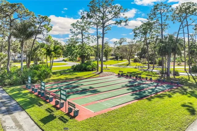 a view of an outdoor space and swimming pool