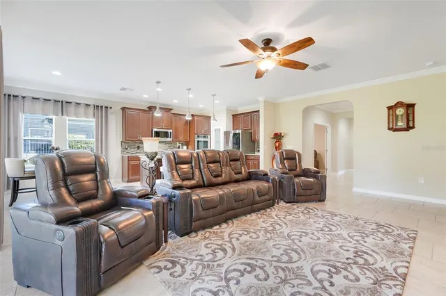 a living room with furniture
