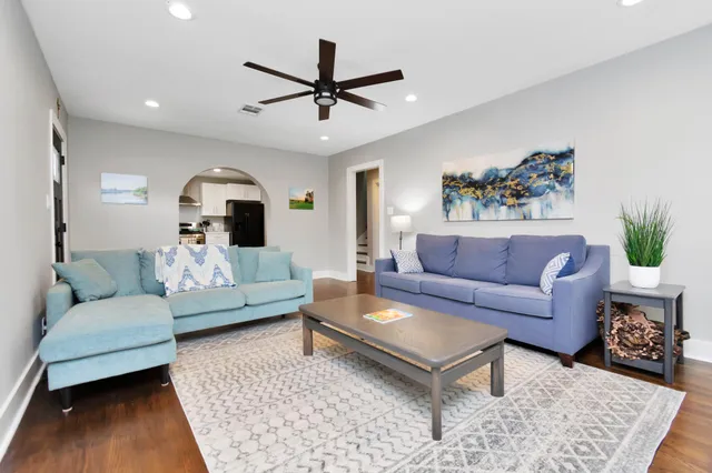 a living room with furniture