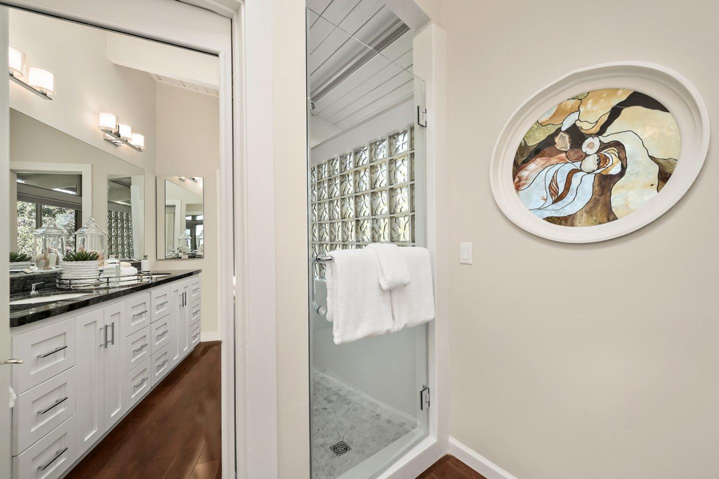 60 Linaria Way Portola Valley, CA 94028 - Photo 26 of 39 a bathroom with a sink and a mirror