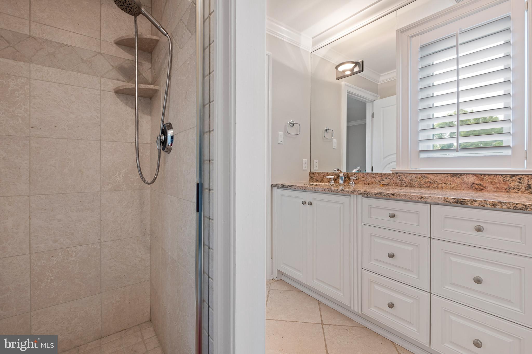 104 Indian Springs Road Kennett Square, PA 19348 - Photo 61 of 106 a bathroom with a granite countertop shower sink and mirror