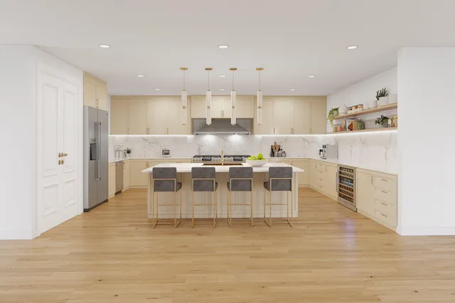 a view of porch with a table and chairs