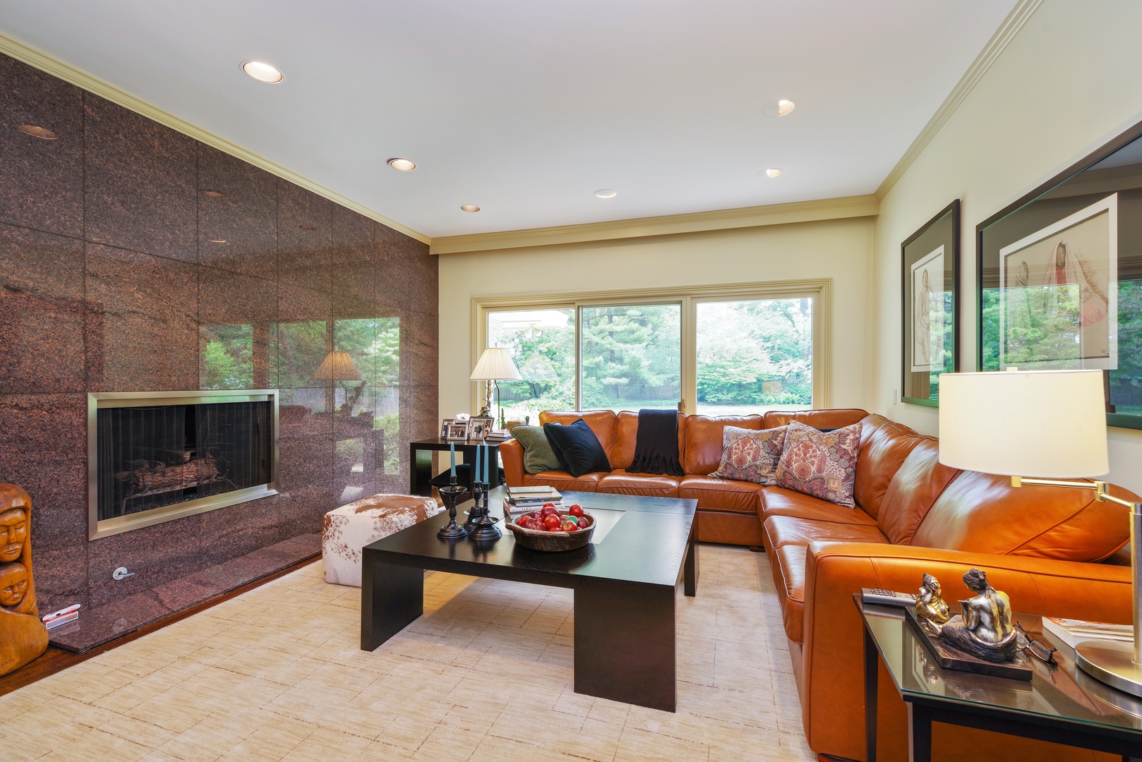 129 Beach Road Glencoe, IL 60022 - Photo 5 of 10 a living room with furniture and a fireplace