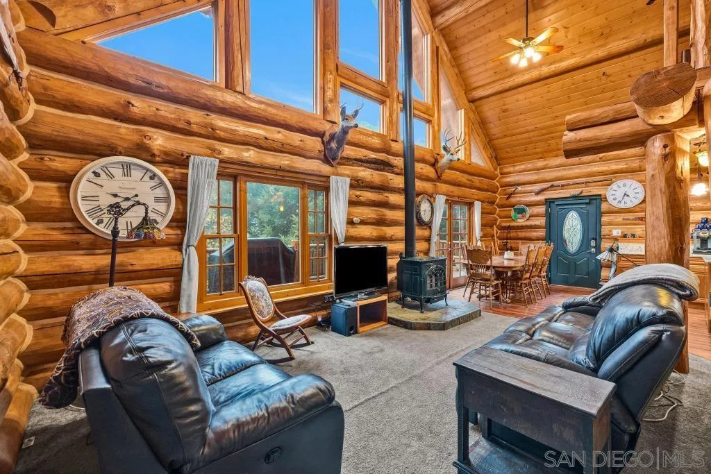 15469 Incapa Road Julian, CA 92036 - Photo 10 of 23 a living room with furniture a fireplace and a large window