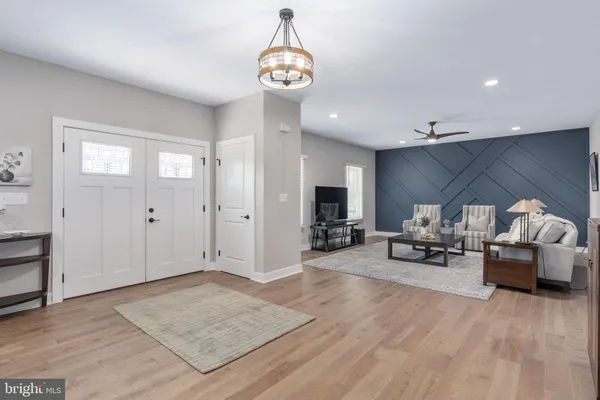 a living room with furniture