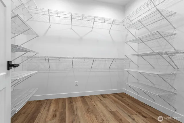 a view of a room with racks on the wall