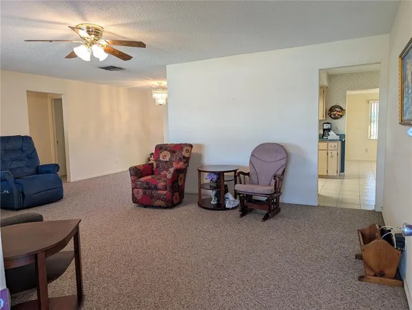 a living room with furniture and a chair