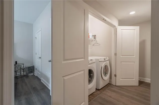 a view of a storage & utility room with washer and dryer