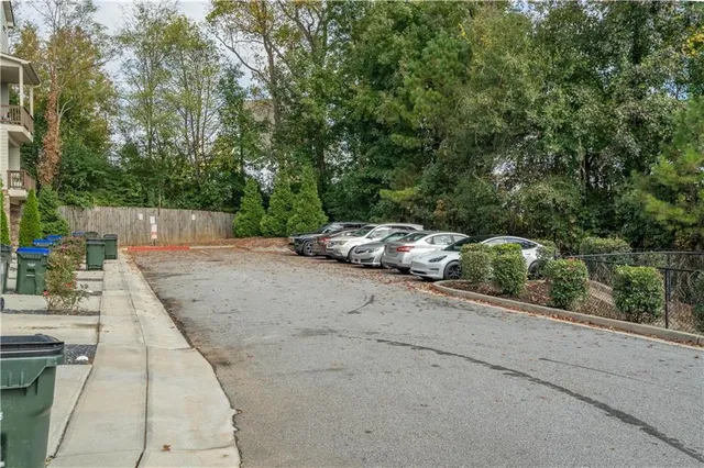 a view of a street with some trees