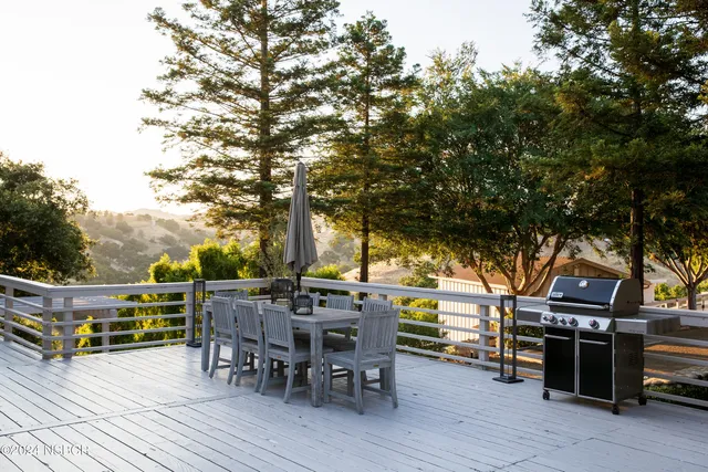 an outdoor space with seating