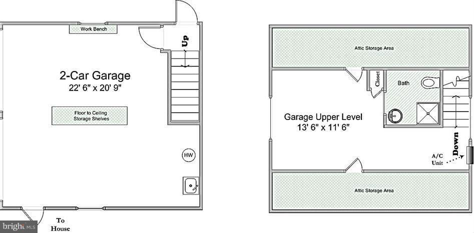 6431 Overhill Road Falls Church, VA 22042 - Photo 30 of 30 Floor Plan - Upper (Bedroom) & Lower Garage