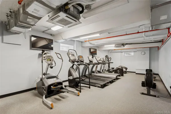 a view of a room with gym equipment