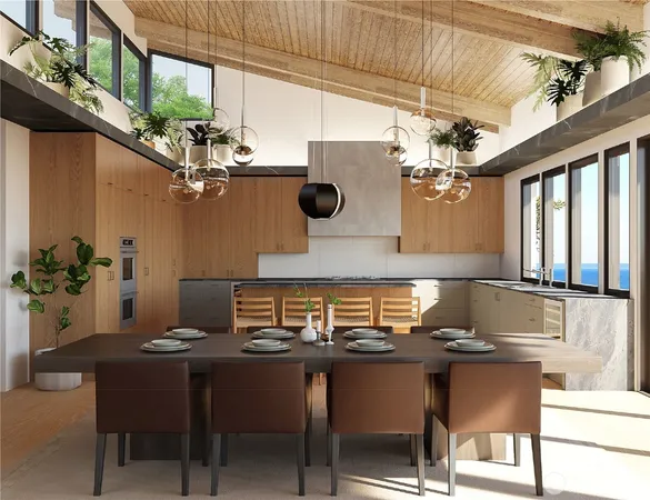 a kitchen with a table and chairs in it